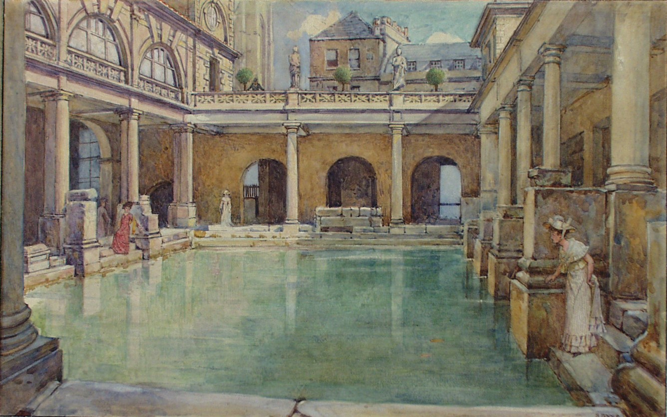 The great bath. watercolour. Samuel  Poole. c.1920.